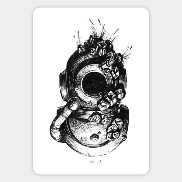 Helmets series 1 hel 4 Magnet by Mikemanoart